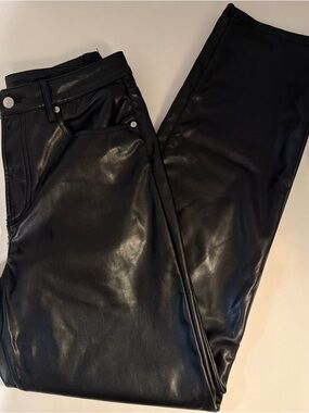 Punk Goth Whimsygoth Coated Shiny Vegan Pleather Divided Black 6 Jeans Straight